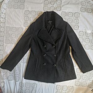 London Fog Women's Wool Charcoal Peacoat Size Medium